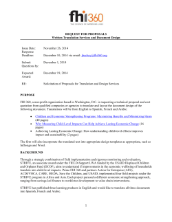 REQUEST FOR PROPOSALS Written Translation Services and