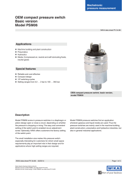OEM compact pressure switch Basic version Model PSM06
