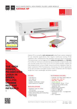 the high power, picosecond laser in green, yellow, orange red and