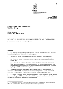 Information Concerning National Phase Entry and Translations