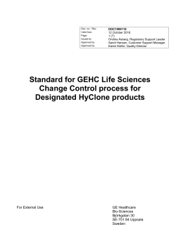 Standard for GEHC Life Sciences Change Control process for
