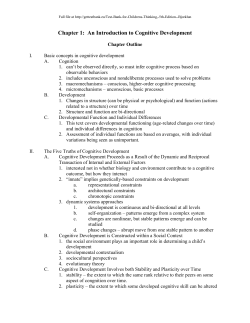 I. Basic concepts in cognitive development