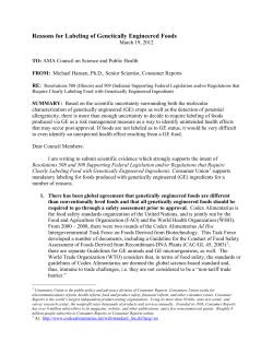 Reasons for Labeling of Genetically Engineered Foods