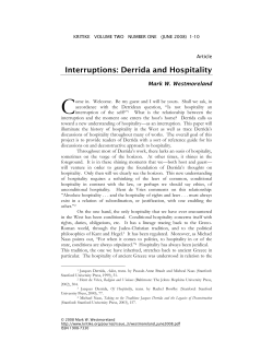 Interruptions: Derrida and Hospitality