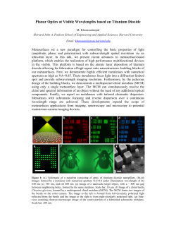 Planar Optics at Visible Wavelengths based on Titanium Dioxide