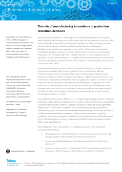 The role of manufacturing innovations in production