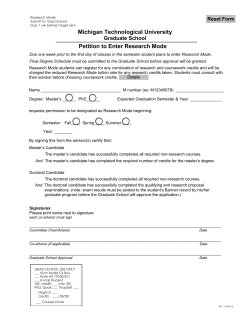 Michigan Technological University Petition to Enter Research Mode