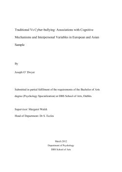 Traditional Vs Cyber-bullying: Associations with Cognitive