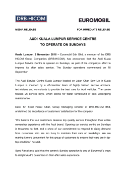 audi kuala lumpur service centre to operate on sundays - DRB