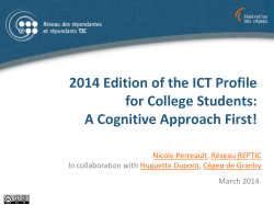 Presentation ICT Profile: A Cognitive Approach First!