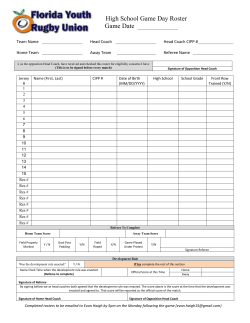 High School Game Day Roster Game Date Team Name Head