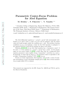 Parametric Center-Focus Problem for Abel Equation