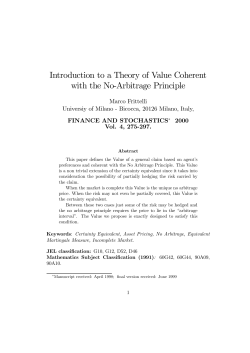 Introduction to a Theory of Value Coherent with the NoMArbitrage