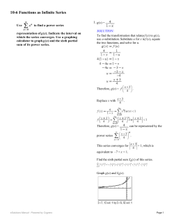 10-6 Functions as Infinite Series