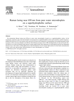 Raman lasing near 650 nm from pure water microdroplets on a