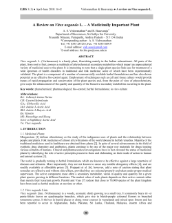 A Review on Vitex negundo L. &ndash; A Medicinally Important Plant