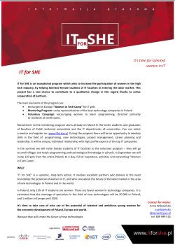 IT for SHE It`s time for talented women in IT