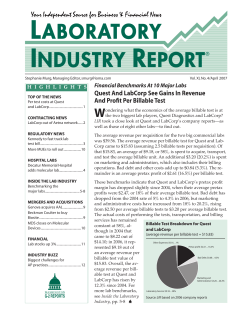Quest And LabCorp See Gains In Revenue And Profit Per Billable Test