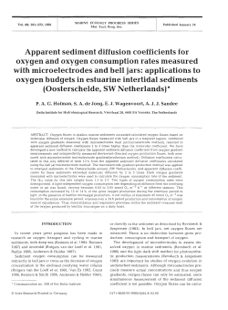 Apparent sediment diffusion coefficients for oxygen and oxygen