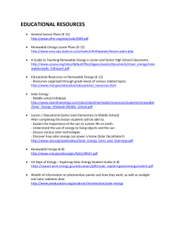 EDUCATIONAL RESOURCES - Solar Energy-Water