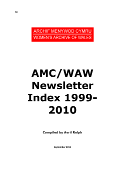 AMC/WAW Newsletter Index 1999-2010 Compiled by Avril Rolph