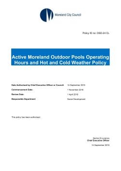 Outdoor Pools Operating Hours Hot and Cold