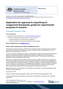 Application for approval to import/export unapproved