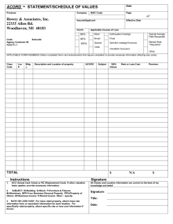 ACORD &trade; STATEMENT/SCHEDULE OF VALUES Howey