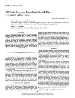 T-2 Toxin Decreases Logarithmic Growth Rates of Tobacco Callus