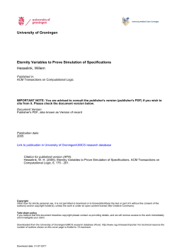 University of Groningen Eternity Variables to Prove Simulation of