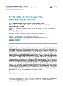 Glyphosate Effects on Sugarcane Metabolism and Growth