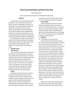 Flute Sound Synthesis and Real Time Play