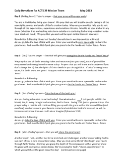 Daily Devotions for ACTS 29 Mission Team May 2013