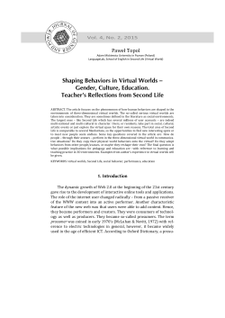 Shaping Behaviors in Virtual Worlds – Gender, Culture