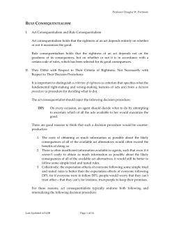RULE CONSEQUENTIALISM I. Act
