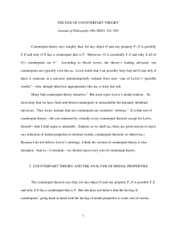 The End of Counterpart Theory - SHANTI Pages