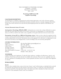 2015 Psychology 2135B Section 001 Cognitive