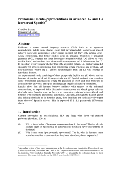 Pronominal mental representations in advanced L2 and L3 learners