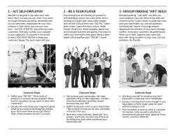 1 &ndash; ACT SELF-EMPLOYED 2 &ndash; BE A TEAM PLAYER 3 &ndash; DEVELOP