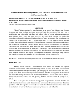Path coefficient studies of yield and yield