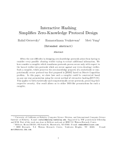 Interactive Hashing Simpli es Zero-Knowledge