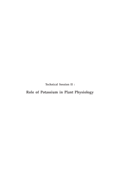 Role of Potassium in Plant Physiology
