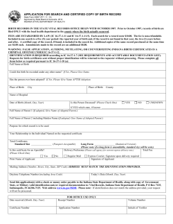 application for search and certified copy of birth record