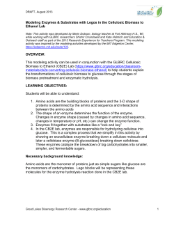 Modeling biomass conversion with Legos August 2013