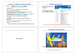 Course on radiation and climate change Website for this course