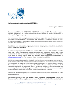 Invitation to submit bids to host ESOF 2020