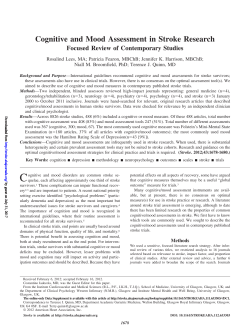 Cognitive and Mood Assessment in Stroke Research