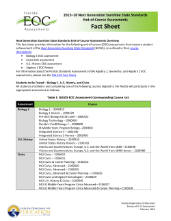 2015-16 NGSSS End-of-Course Assessments Fact Sheet
