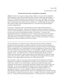 Derrida and Formal Logic - University of New Mexico