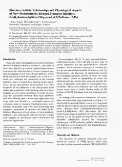 Structure-Activity Relationships and Physiological Aspects of New